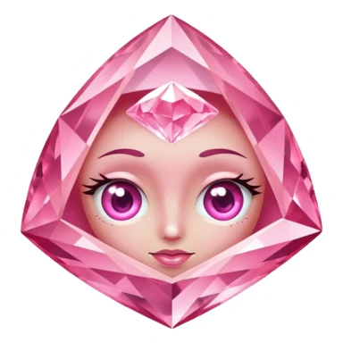 pink diamond with eyes, no nose, shiny and beautiful sticker