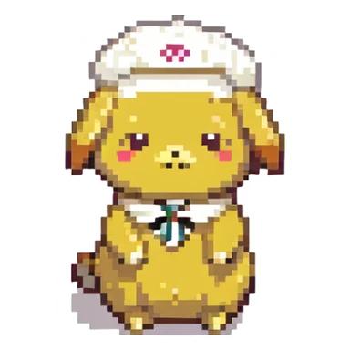 Pompompurin with a beret pixel art sticker