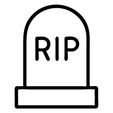 a headstone, outlined icon style, black lines, no fill, transparent background sticker