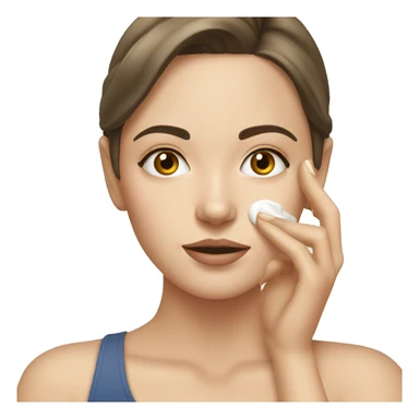 white brunette girl applying cream on face sticker