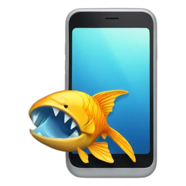 fish grabbing a phone sticker