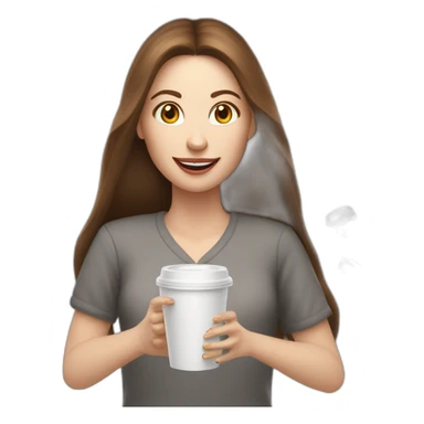 woman juggler with long straight brown hair and pale skin juggling coffee cups and miniature laptops sticker