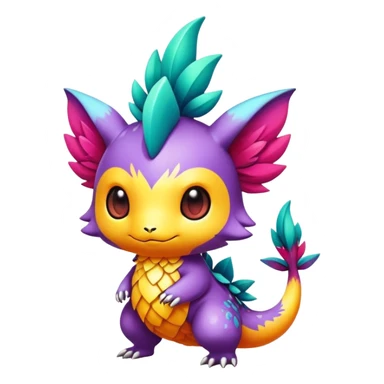 Exotic colorful chibi Fakémon-creature sticker
