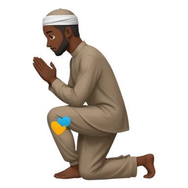 молящийся черный  мусульманин средних  в полный рост с боку на коленях sticker