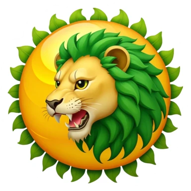 green lion devouring big sun sticker