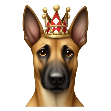 A malinois harlequin color with a crown on his head sticker