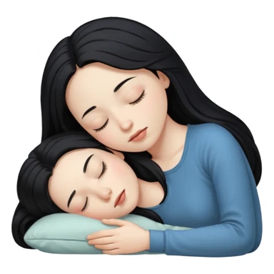 pale girl with long black hair sleeping sticker
