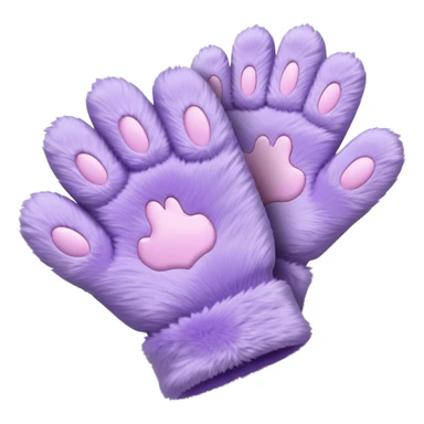 Pastel purple fuzzy cozy furry cat paw gloves  sticker