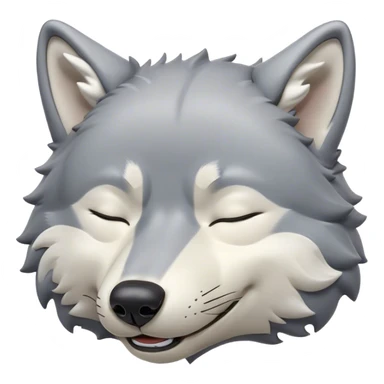 Meme-Worthy Cute Sleeping Wolf Portrait Emoji, Head resting peacefully with a contented smile, showcasing a robust build and a luxuriously soft grey and white Fur, eyes shut in a serene, restful nap, Simplified yet hilariously adorable features, highly detailed, glowing with a soft, drowsy light, high shine, relaxed and utterly lovable, stylized with an air of playful laziness, bright and heartwarming, soft glowing outline, capturing the essence of a comically sleepy wolf, so meme-worthy it feels like it could instantly become the next viral sensation of adorable slumber! sticker