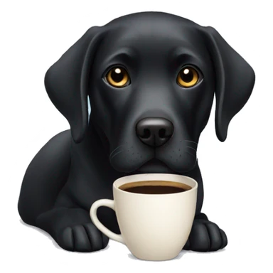 black labrador with a cup of coffee sticker