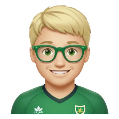 irish rugby player with very short blond hair and green glasses sticker