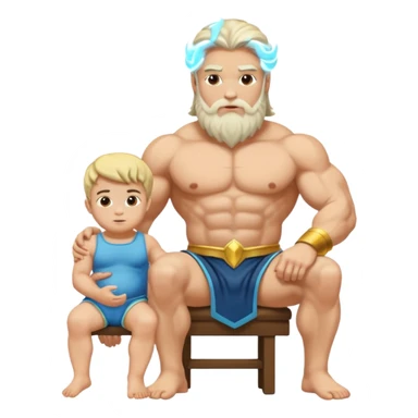 zeus with toddler sitting on thigh sticker