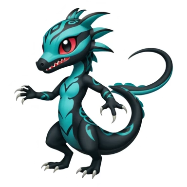 Meloetta-Venom-Stitch-Salandit-fusion, full body, tribal markings  sticker