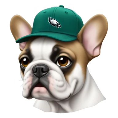 French bulldog with Philadelphia Eagles hat sticker