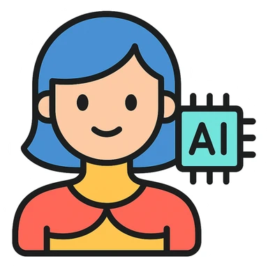 color outline icon of an AI agent with feminine features sticker