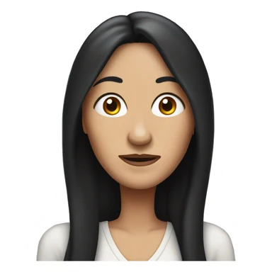 middle aged women with long black hair, long nose sticker