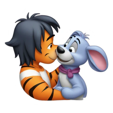 Tigger kissing Eeyore sticker
