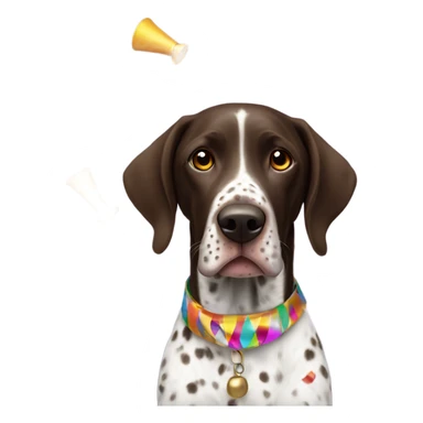 German shorthair with party horn and confetti sticker