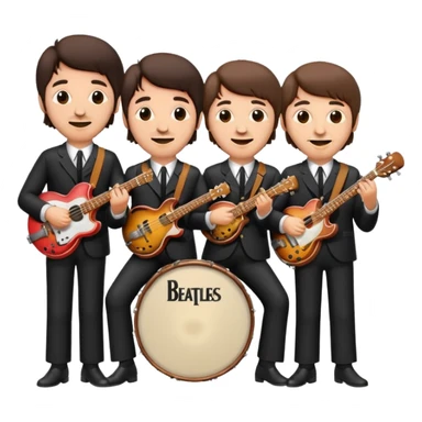 The Beatles with instruments, emoji style sticker