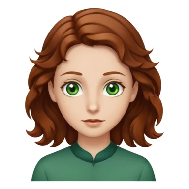 Светлая кожна. Зеленние глаза, високий лоб. Волоси вьющиеся, каштановие  sticker