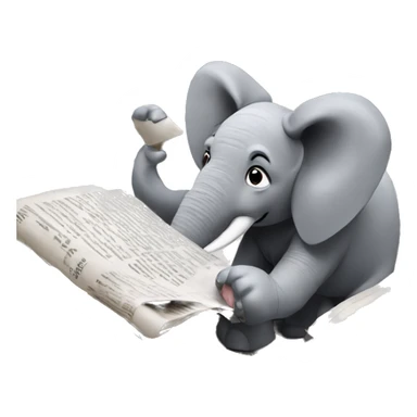elephant reading a newspaper sticker