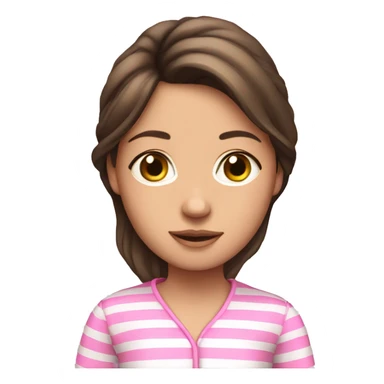 Brunette girl with pink striped pyjama sticker