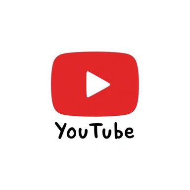 hand-drawn doodle style YouTube logo, playful lines, red and white, iconic play button sticker