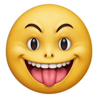 Insane smiley face who’s greedy and has beady tired eyes evil with tongue out  sticker