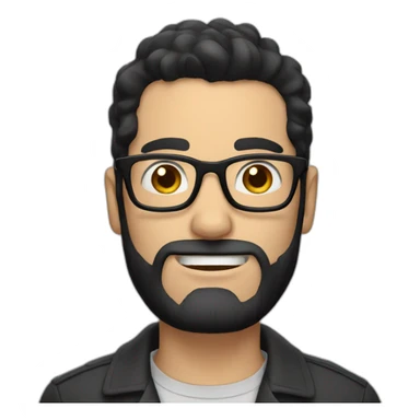 Tall white man with black hair a short beard wearing glasses sticker