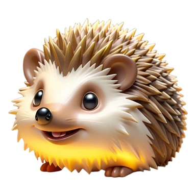 Cinematic Cheeky Hedgehog Portrait Emoji, Head tilted playfully with a mischievous squint and a tiny, cheeky grin, showcasing a compact, prickly body with soft quills and perky little ears, Simplified yet remarkably expressive features, highly detailed, glowing with a vibrant, playful glow, high shine, spirited and quirky, stylized with an air of whimsical woodland mischief, soft glowing outline, capturing the essence of a cheeky hedgehog that looks ready to roll out of the screen with playful attitude! sticker