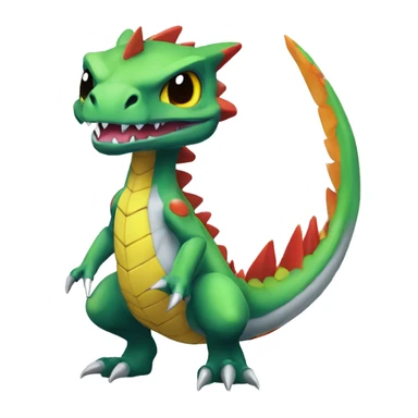 Colorful Edgy Chibi-Greymon-Flygon-Velociraptor-Pokémon sticker