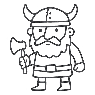 viking viking character, hand drawn outline icon style sticker