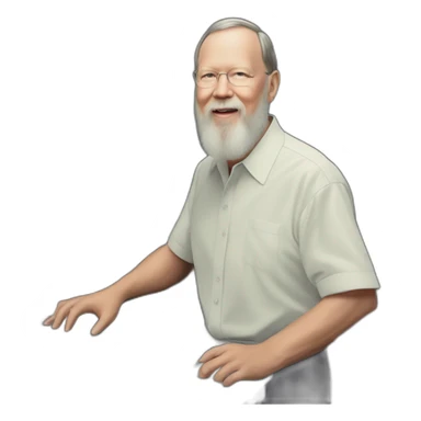 Dennis Ritchie with a PDP-11 sticker