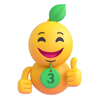 3D smiley emoji, round shape, lucky wish tag, lucky face sticker