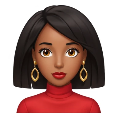 Kelly Rowland brown eyes, black hair, red outfit with earrings sticker