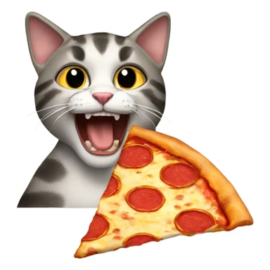 Cat eating a pizza sticker