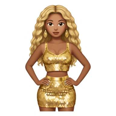 Beyonce with gold crop top and skirt sticker