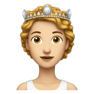White women wearing a crown with a moon behind her and brownish hair  sticker