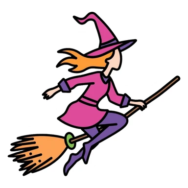 witch on a broom flying sticker