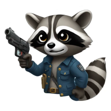 Raccoon pointing gun sticker