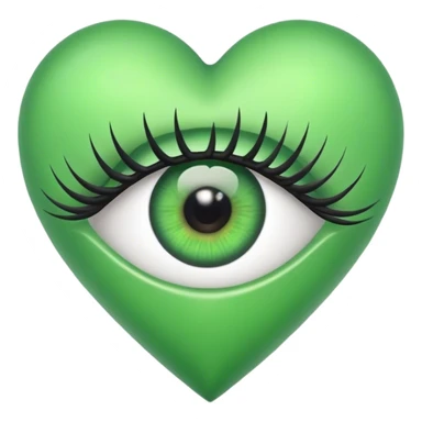 Eye with eyelashes inside green heart sticker