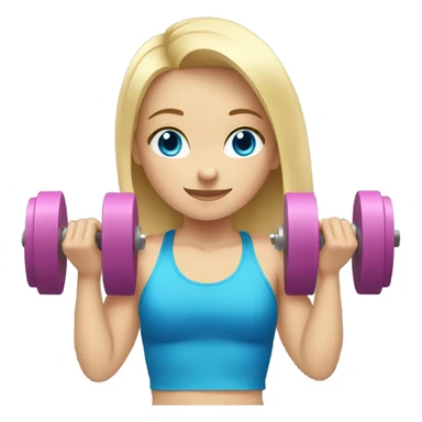 Blonde hair blue eyes girl lifting weights sticker