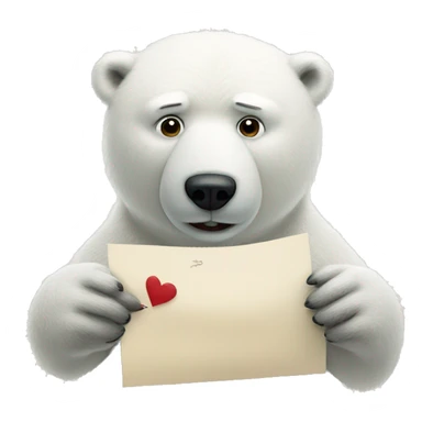 Polar bear writing a love letter sticker
