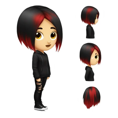 Emo girl with red and black hair sticker