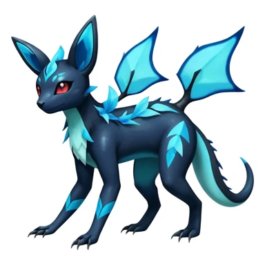 Colorful Dark Shiny Exotic Salandit-Aurorus-Glaceon-Umbreon-Fakémon-hybrid-creature (full body)  sticker