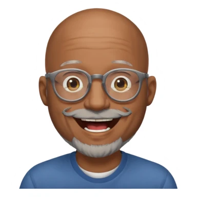 bald headed brown man gray beard glasses laughing sticker