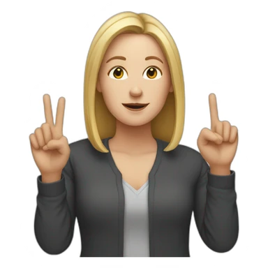white woman ups two fingers sticker