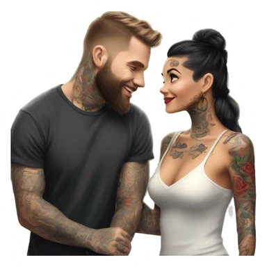 Romantic movie theater date for beautiful tattooed couple sticker