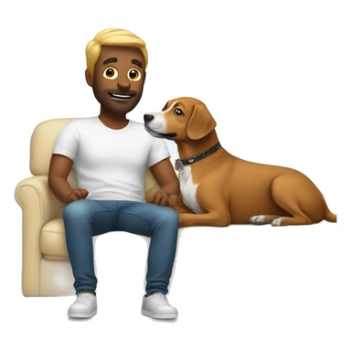 Dog and guy on couch sticker