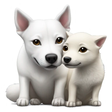 Staffy dog kissing an arctic fox sticker